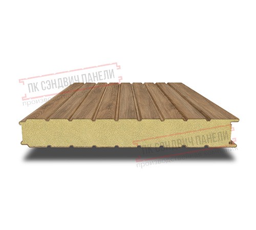 Сэндвич панели стеновые с пенополиуретаном, ширина 1000 мм, толщина 100 мм, 0.5/0.5, дуб античный