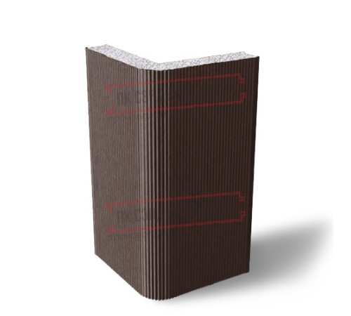 Угловая сэндвич-панель вертикальная из пенополистирола, 0.5/0.5, ширина 1000 мм, толщина 40 мм, RAL8017