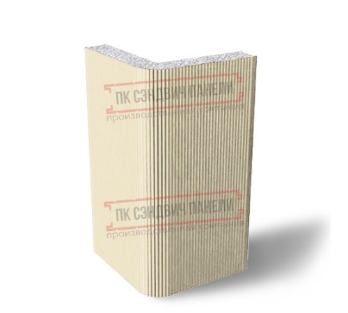 Угловая сэндвич-панель вертикальная из пенополистирола, 0.5/0.5, ширина 1200 мм, толщина 30 мм, RAL1015