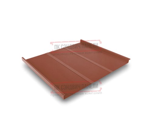 Фальц двойной стоячий Line 0,5 Velur RAL8004 терракота с пленкой на замках