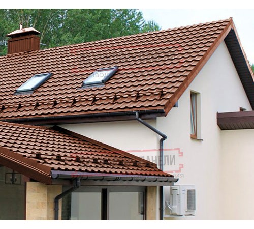 Металлочерепица Квинта плюс 3D RAL8004 Velur 20-0,5
