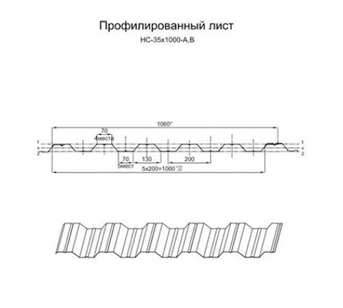 Профнастил нержавеющий НС35 0.4 AISI 321