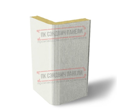 Угловая сэндвич-панель вертикальная из пенополиизоцианурата, 0.5/0.5, ширина 1200 мм, толщина 20 мм, RAL9003