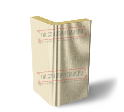 Угловая сэндвич-панель вертикальная из пенополиизоцианурата, 0.5/0.5, ширина 1000 мм, толщина 40 мм, RAL1015