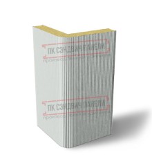 Угловая сэндвич-панель вертикальная из пенополиуретана, 0.5/0.5, ширина 1200 мм, толщина 30 мм, RAL7047