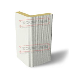 Угловая сэндвич-панель вертикальная из пенополиуретана, 0.5/0.5, ширина 1200 мм, толщина 50 мм, RAL9003