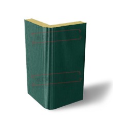 Угловая сэндвич-панель вертикальная из пенополиизоцианурата, 0.5/0.5, ширина 1200 мм, толщина 10 мм, RAL6005