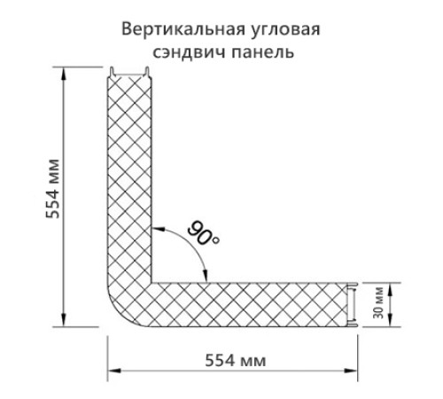 Угловая сэндвич-панель вертикальная из пенополистирола, 0.5/0.5, ширина 1000 мм, толщина 30 мм, RAL1014