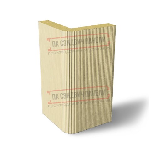 Угловая сэндвич-панель вертикальная из пенополиизоцианурата, 0.5/0.5, ширина 1000 мм, толщина 10 мм, RAL1014
