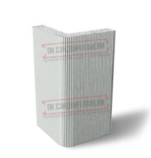 Угловая сэндвич-панель вертикальная из пенополистирола, 0.5/0.5, ширина 1200 мм, толщина 200 мм, RAL7047