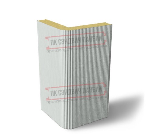Угловая сэндвич-панель вертикальная из пенополиуретана, 0.5/0.5, ширина 1000 мм, толщина 60 мм, RAL7047