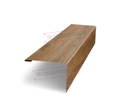 Нащельник (для калиток и ворот) 25х35 жалюзи Milan, Tokyo, Palermo 0,45 Print Elite Antique wood (L1,68)
